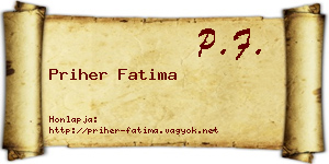 Priher Fatima névjegykártya